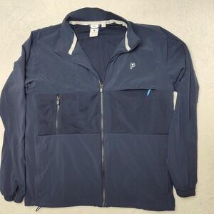 Puma Jacket Mens Medium Blue Windbreaker Softshell Lined Full Zip Palm Tree Golf